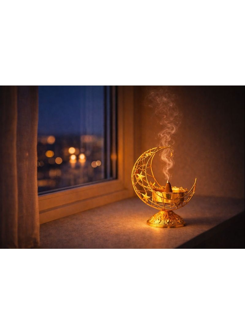 Home Care مبخرة هلال ذهبي بتصميم نجمة - ديكور منزلي إسلامي أنيق - Image 4